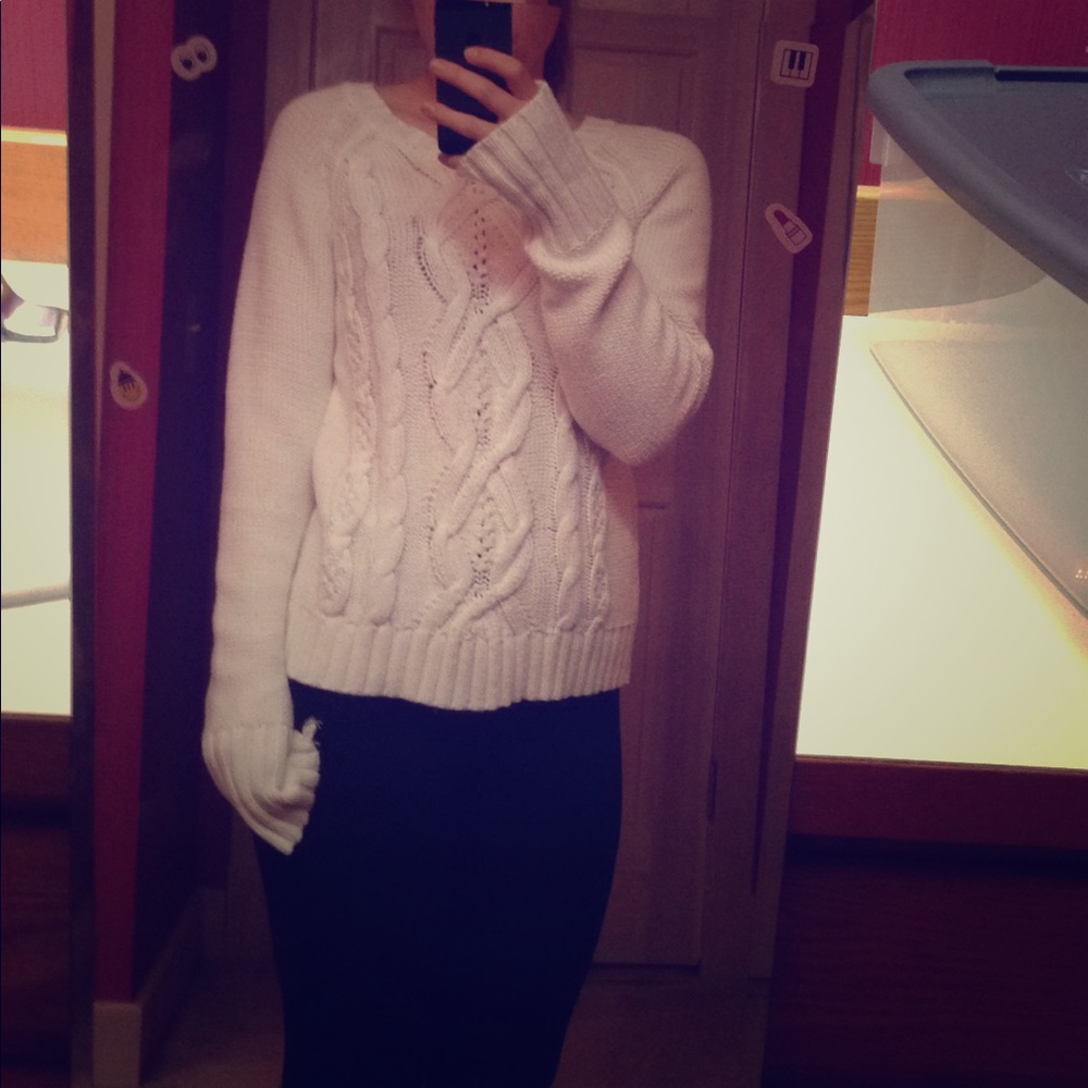 White knit sweater